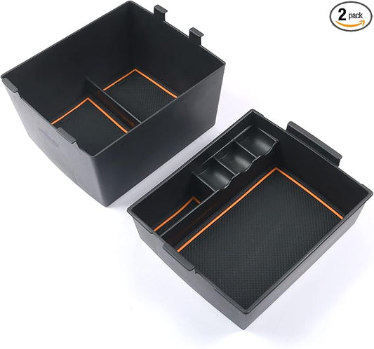 CDEFG for 2022-2026 Maverick Truck Center Console Organizer Tray 2022-2026 Maverick Armrest Trays Storage Box Coin Holder 2022-2025 2026 Maverick Truck Accessories, 2-Pack(Orange Trim)
