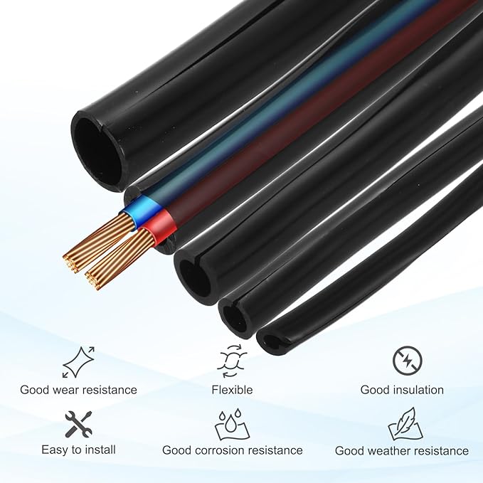 MECCANIXITY 3 m Split Silicone Cable Sleeve Tubing, ID 8mm Black Split Silicone Tube Cord Organizer Wire Shielding Sheathing Wrap for USB Charge Power Cord Audio Video Cable