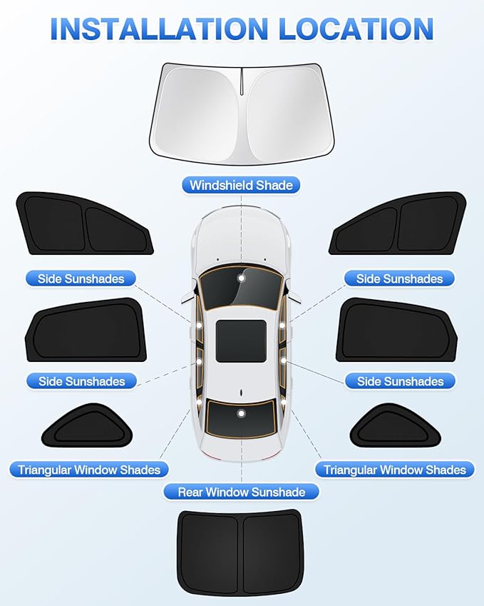 Canvcle Sunshades for Honda Accord 2023-2025 2026 Accessories Windshield Sun Shade Side Rear Window Shade Cover Sun Visor Shield Privacy Protection Keep Vehicle Cool Black 8PCS