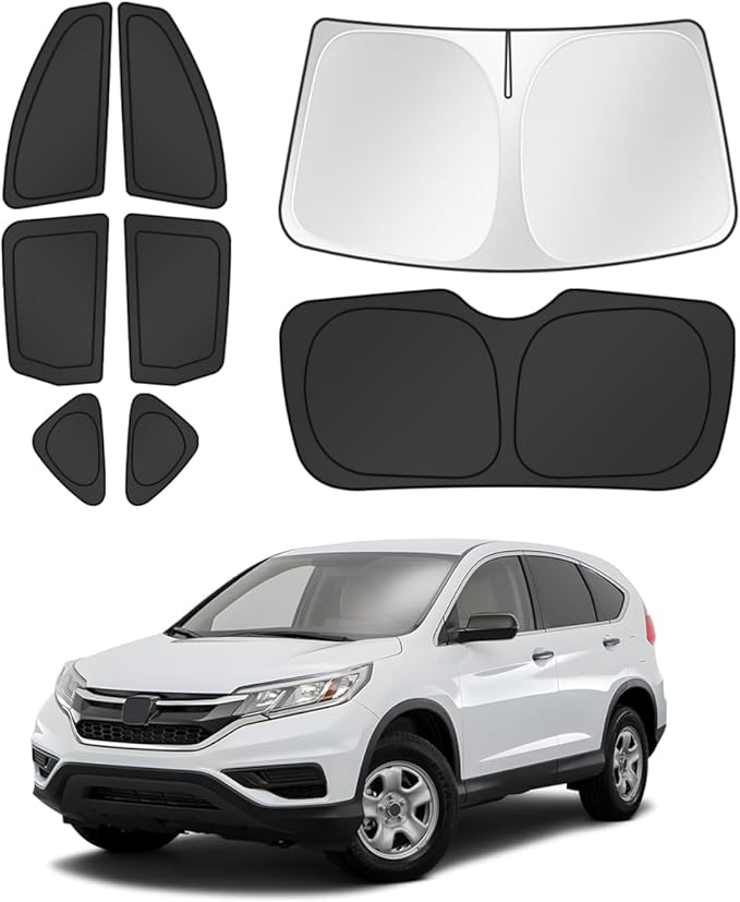 Canvcle Window Shades for Honda CRV 2012-2016 CR-V Accessories Windshield Sun Shade Side Rear Window Cover Sunshade Sun Visor Shield Privacy Protection for Camping Keep Vehicle Cool Black 8PCS