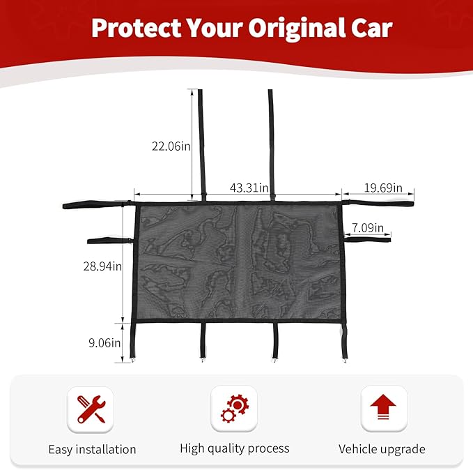RT-TCZ for Wrangler Rear Seat Divider Net Mesh, Pet Dog Car Barrier for Jeep Wrangler JK JL Gladiator JT Cargo Net Black