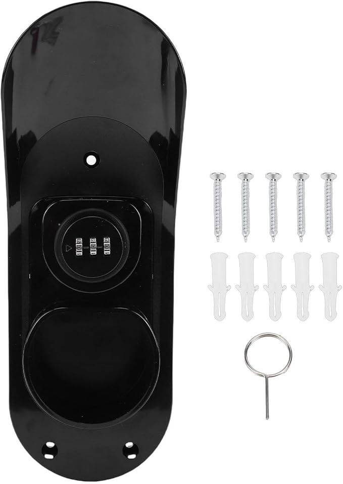 EV Charger Holder Wall Mount with Combination Lock, Nozzle Holster Dock Car Charging Cable Holder, Electric Vehicle Charger Organizer for Type 2 Connector