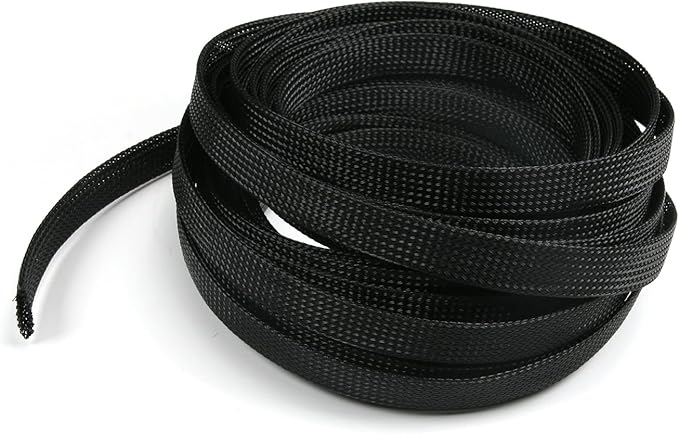 Aicosineg Cable Sleeve Braided Sleeving PET Wire Loom Tubing Cable 32.81ft-4/9inch Wrap Protector for HiFi Audio and Video Headphone Cable Protect Wires from Chewing of Pets Black