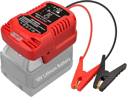 Car Jump Starter Adapter for Milwaukee M18 18V Battery,Portable Car Battery Jumper Starter with 12V Jumper Cable Clamps for 3.5L Vehicles (Not Included Battery)