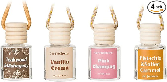 Car Air Freshener Diffuser, Hanging Car Scents Air Freshener, Car Fresheners Long Lasting, Essential Oil Diffuser, Fragrance Oil, 4pcs