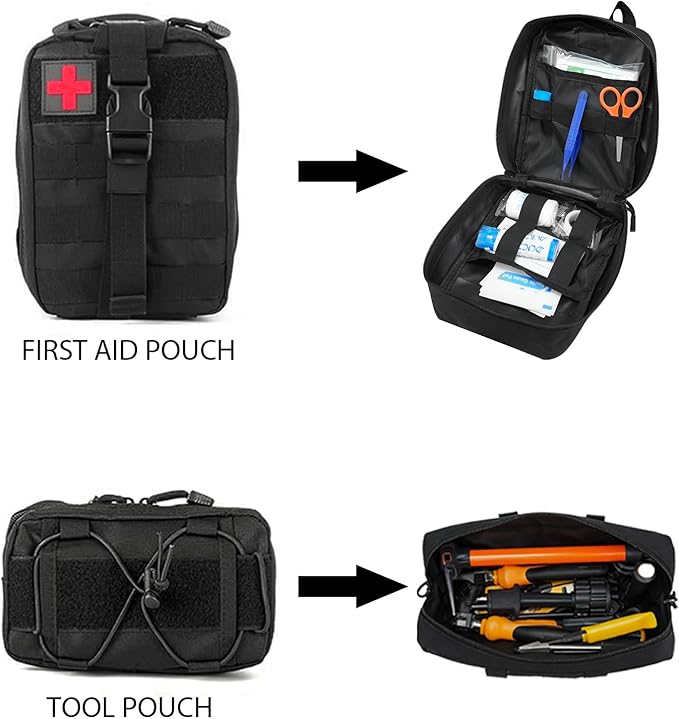 Car Organizer Back Seat, Tactical Seat Back Organizer with 5 Detachable MOLLE Pouches, Universal MOLLE Car Accessories for Vehicle Car Truck SUV