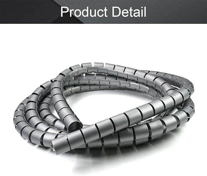 Othmro 1pcs 9ft PE Spiral Cable Wrap,28mm/1.10in Dia Polyethylene Expandable Abrasion Protector Wire Sleeve,Spiral Wire Wrap Tube PC Manage Cable for Electrical Wire Organizer Sleeve Hose Gray