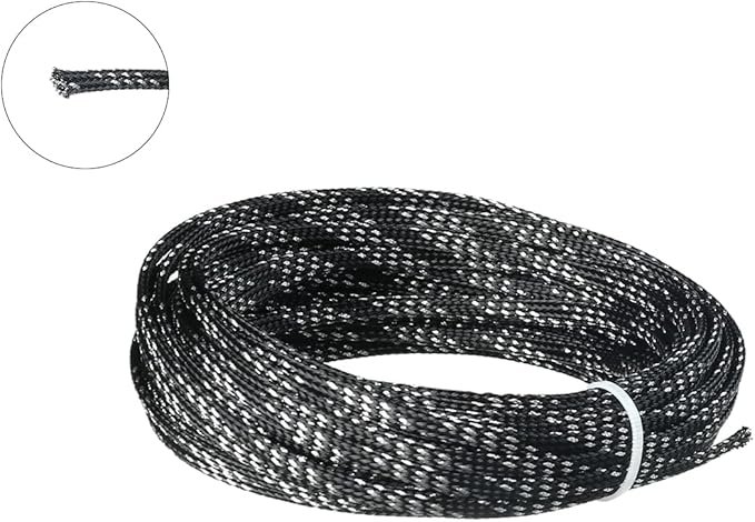 Aicosineg Cable Sleeve Braided Sleeving PET Wire Loom Tubing Cable 32.81ft-1/6inches Wrap Protector for HiFi Audio and Video Headphone Cable Protect Wires from Chewing of Pets Black and Silver