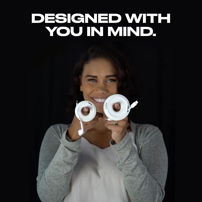 Side Winder Mini and Max Headphone, Earbud and Charging Cable Winder and Organizer Perfect for Wrapping Earbuds and Cords for Travel and Organization 4-Pack (White, Max)