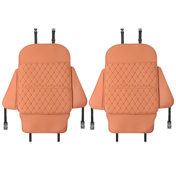 TAIKOO Seat Back Protector + Large Capacity Pocket Storage Organizer,Preventing The Impact of Children Stepping on The Seat Backrest (Style A-Brown)