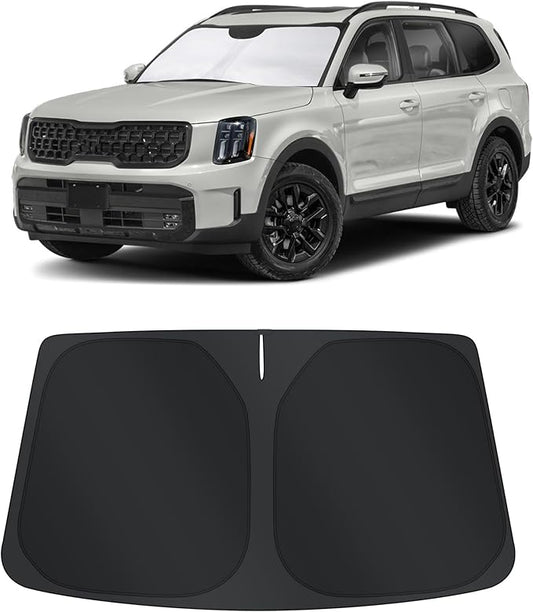TINGLU Sun Shade for Kia Telluride 2020-2024 2025 Accessories Windshield Sun Shade Window Shade UV Rays Protection Sun Visor Cover with Steering Wheel Sunshade Storage Bag