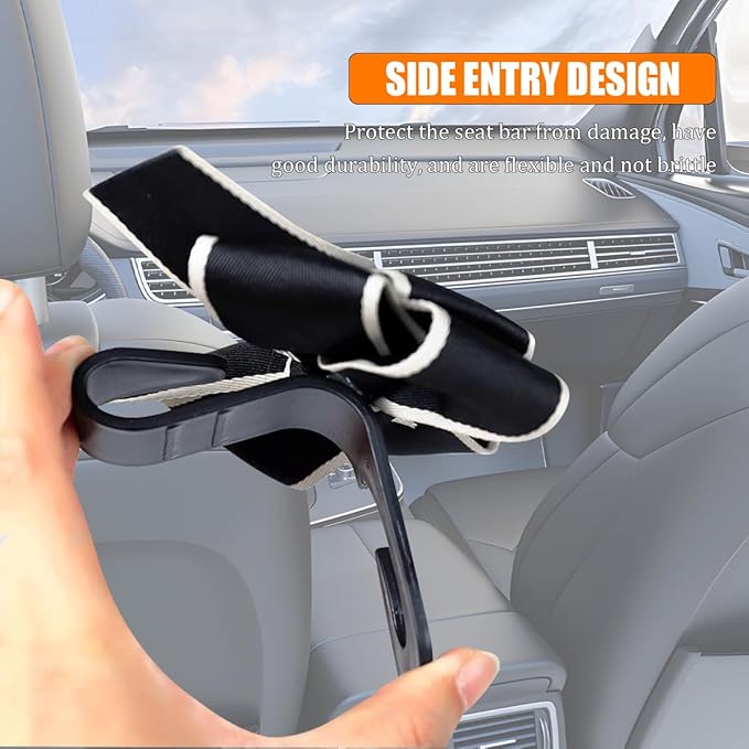 Car Seat Headrest Hook, 2PCS Cute Bow Knot Vehicle Seatback Hanging Storage Organizer, Seat Back Hanger for Purse Coat Umbrella, Universal Automotive Interior Decor Accessories (White/Grid)