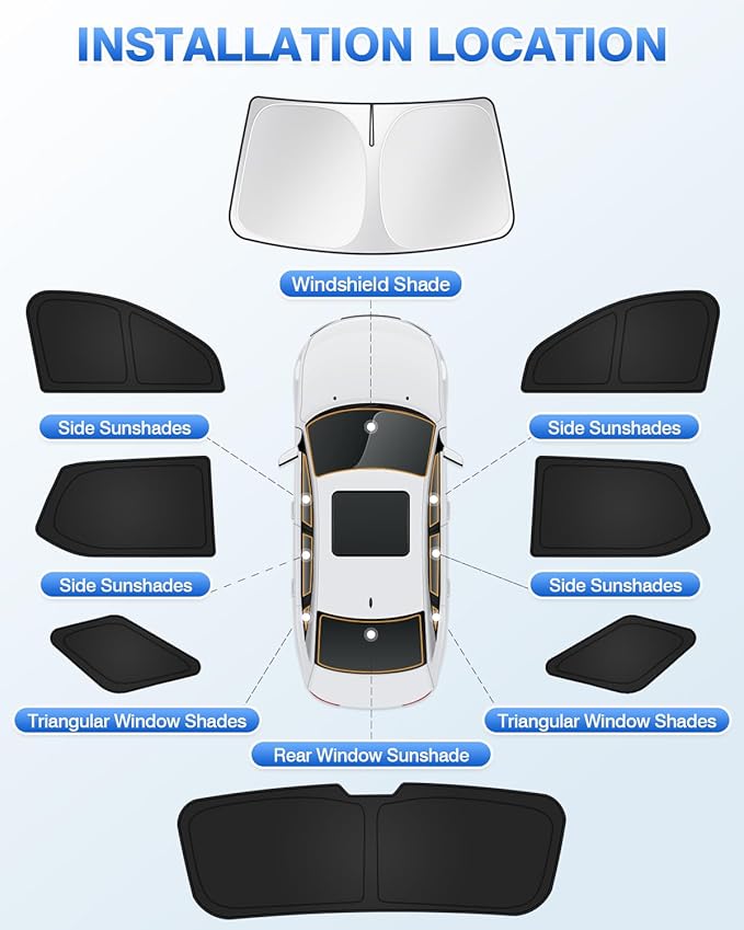 Canvcle Sunshades for Chevrolet/Chevy Traverse 2018-2023 Accessories Windshield Sun Shade Side Rear Window Shade Cover Sun Visor Shield Privacy Protection Keep Vehicle Cool Black 8PCS