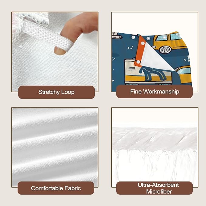 Women Bath Wrap Hair Towel Drying Cap Set Cartoon Cars Pattern Soft Absorbent Bathrobe Shower Wraps with Adjustable Closure Spa Bath Robe