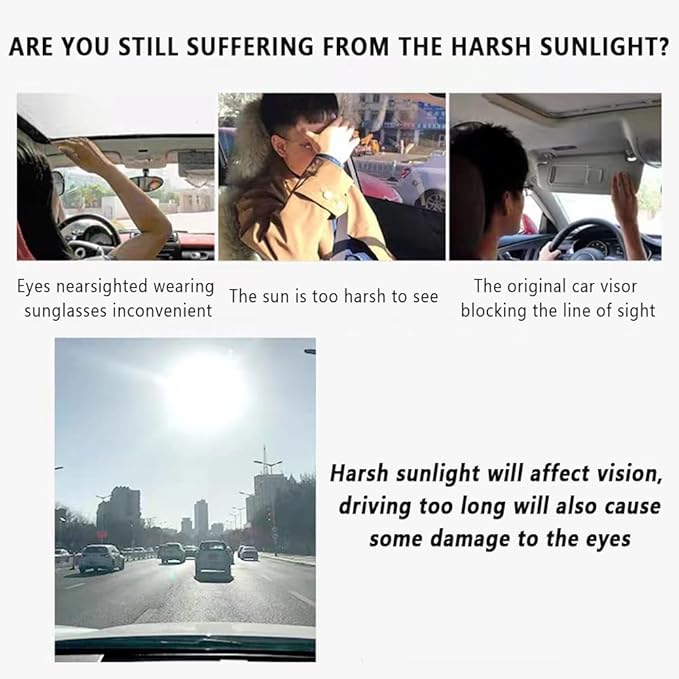 2Pcs HD Visor Sunshade Extender for Car,72.5% Strong-Light Blocking Rate - Anti-Glare Car Visor Protect from Sun Glare, Snow Blindness and UV Rays (2Pcs)