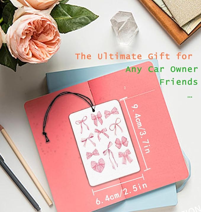 Pink Coquette Bows Car Air Freshener Hanging 2Pcs Cherry Car Accessories Interior, Preppy Trendy Girly Rearview Mirror for Cars Retro Cute Cars Freshie for Women Girls Teens(Lavender)