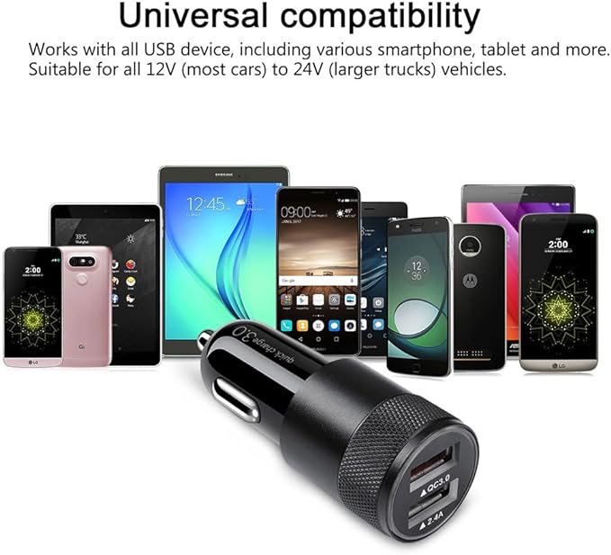 Fast Car Charger, [5Pack] Quick Charging 5.4A/30W Phone USB Car Charger Adapter Rapid Plug 2 Port Cigarette Lighter Charger Flush Compatible Samsung, Tablet, iPhone, iPad, LG