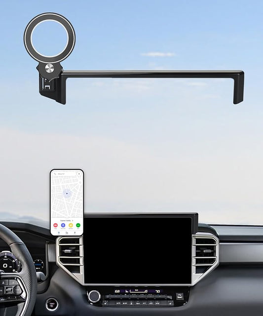Car Phone Holder for 2022-2026 Toyota Tundra/2023 2024 2025 2026 Sequoia Accessories Apply to 14 Inch Touch Screen Fixed Clip Magnetic Cell Phone Mount Hands-Free 360 Degree Rotation
