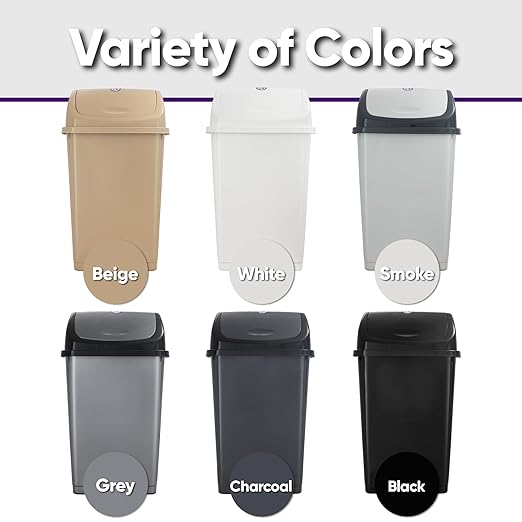 Superio Kitchen Trash Can 13 Gallon with Swing Lid, Plastic Garbage Can Outdoor and Indoor, Large 52 Qt Recycle Bin and Waste Basket for Home, Office, Garage, Patio, Restaurant (White)