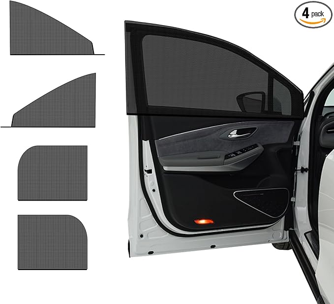 Ohleats 4 PCS Car Window Shades, Auto Front Rear Side Window Sun Shades for Block Heat & UV Protection, Breathable Mesh Baby Window Screen Covers, Universal Car Accessories (SUV)