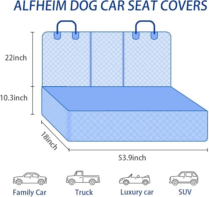 BESULEN Dog Car Seat Cover for Back Seat, Waterproof Dog Bench Seat Pad Compatible for Armrest & Seat Belt, Universal Nonslip Durable Soft Pet Protector for Cars Trucks & SUV (Orange Edge)