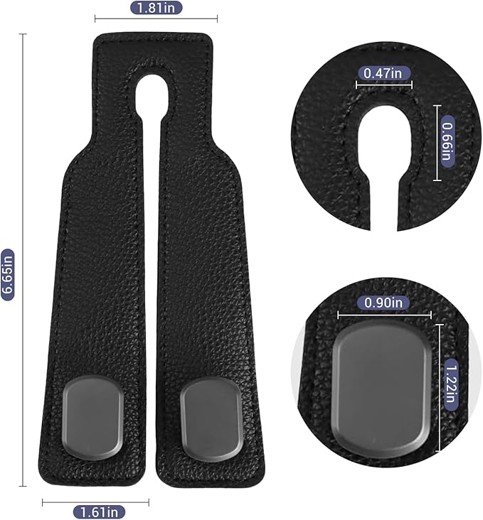 2 Pack Purse Hook for Car Headrest, Car Seat Back Storage Hook for Purses and Bags, Car Back Seat Headrest Purse Holder, Hanger Storage Organizer (Black)