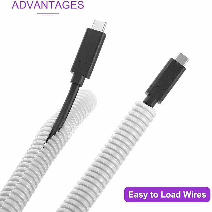 DMiotech 10ft Wire Loom Split Tubing 5/8 Inch(15.9mm) ID, Cord Protectors from Pet Flexible Conduit Cable Management for Office Home Garden, White