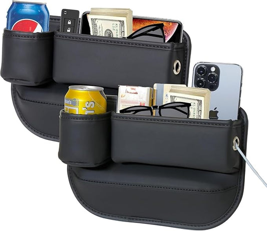 Anti-Drop Car Seat Gap Filler Organizer, Premium Leather Console Organizer, Easy Access to Phone/Keys, Universal Fit for Car SUV Truck Multi-Purpose Essentials Organizer(2PC)