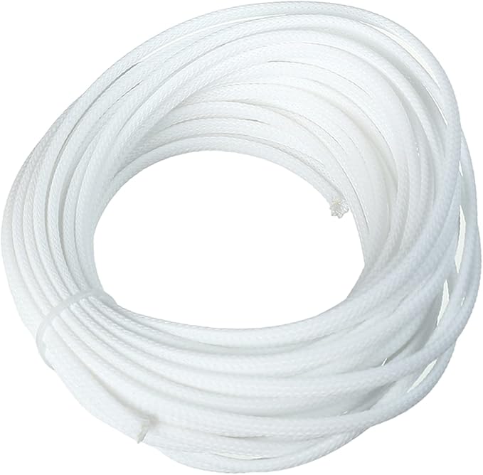 Aicosineg 32.81ft PET Flexible Braided Cable Sleeve 0.16inch Width Wire Loom Sleeving and Organizer Flexible Wire Mesh Sleeve Wrap Protector for TV Audio PC Cords from Pets Chewing White