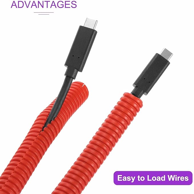 DMiotech 50ft Wire Loom Split Tubing 1/4 Inch(6.4mm) ID, Cord Protectors from Pet Flexible Conduit Cable Management for Office Home Garden, Red