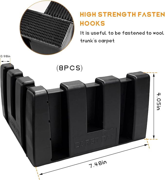 8PCS Multipurpose Cargo Organizer Blocks, Plastic Cargo Storage Organizer Blocks for Wool Carpet Trunk, Grocery Trunk Divider Cargo Containment System for Car SUV Van Trunk