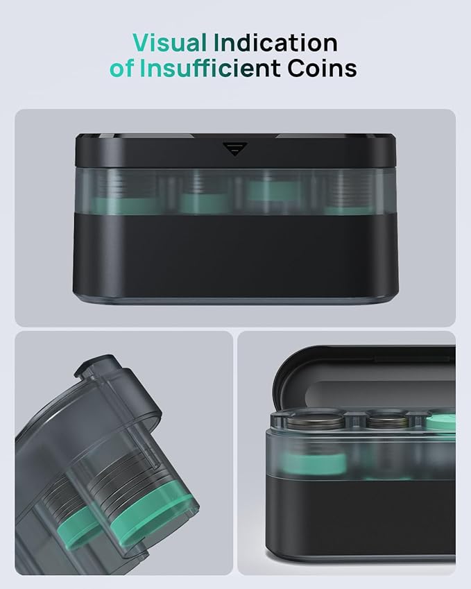 Larger-Capacity Coin Holder for Car Change Holder Organizer, Compatible with Most Car & Trucks, (Black, 2 Pack)