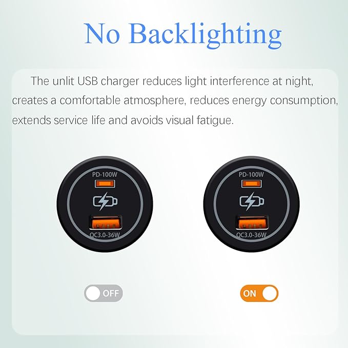 Dual USB Car Charger 100W Fast Charging PD & QC3.0 Type C & USB A Ports 12V/24V for Car Truck RV Boat Marine