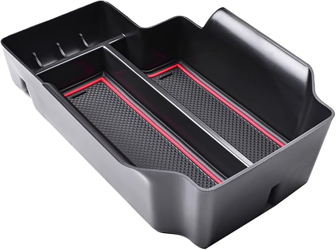 TACORBO Center Console Organizer Compatible with Chevy Colorado/GMC Canyon Accessories 2015-2020 2021 2022 Armrest Secondary Storage Box, ABS Materials,Red Trim