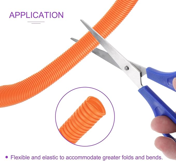 DMiotech 20ft Wire Loom Split Tubing 3/8 Inch(9.5mm) ID, Cord Protectors from Pet Flexible Conduit Cable Management for Office Home Garden, Orange