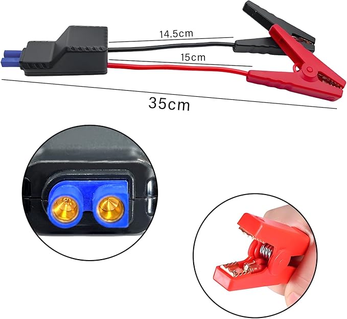 10AWG EC5 Jump Starter Cable,Smart Alligator Clip Clamp to EC5 Jump Starter Replacement Cables Emergency Car Jump Starter Booster for Vehicle, SUV, Truck, RV.