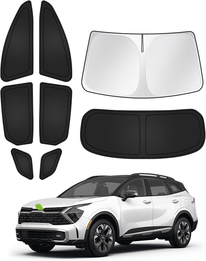 Canvcle Sunshades for 2023-2025 2026 Kia Sportage Accessories Windshield Sun Shade Side Rear Window Shade Cover Sun Visor Shield Privacy Protection for Camping Keep Vehicle Cool Black 8PCS