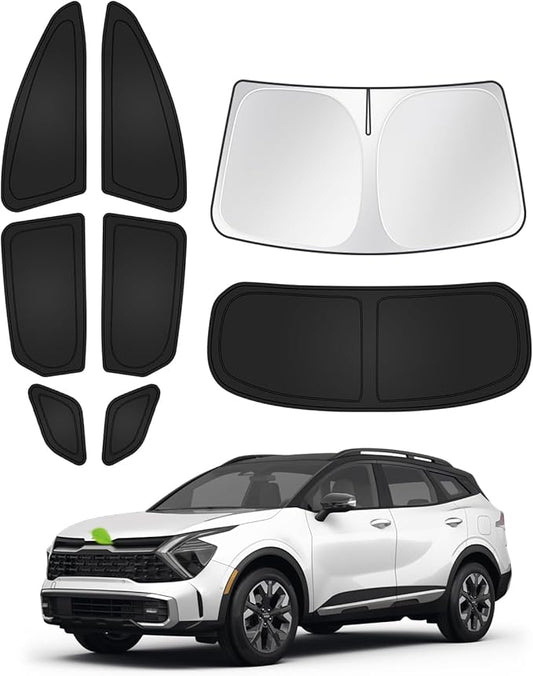 Canvcle Sunshades for 2023-2025 2026 Kia Sportage Accessories Windshield Sun Shade Side Rear Window Shade Cover Sun Visor Shield Privacy Protection for Camping Keep Vehicle Cool Black 8PCS