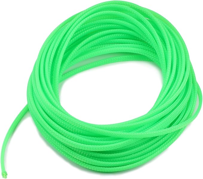 Aicosineg 32.81ft PET Flexible Braided Cable Sleeve 0.16inch Width Wire Loom Sleeving and Organizer Flexible Wire Mesh Sleeve Wrap Protector for TV Audio PC Cords from Pets Chewing Green