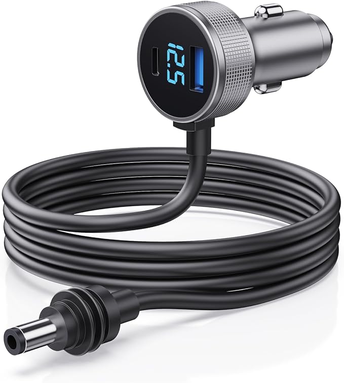 Starlink Mini Cable, 3 in 1 Starlink Mini Car Charger DC Power Cable+ Cigarette Lighter Adapter 12V-48V with Digital Display, Durable USB C PD 40W and USB A 35W Ports for Trucks and Cars (6.5FT)