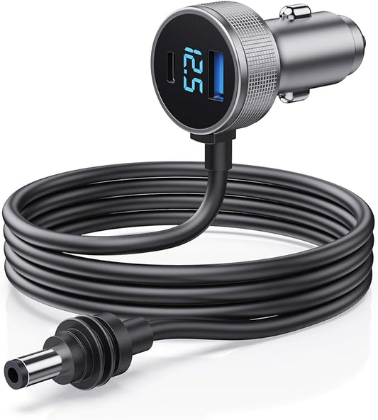 Starlink Mini Cable, 3 in 1 Starlink Mini Car Charger DC Power Cable+ Cigarette Lighter Adapter 12V-48V with Digital Display, Durable USB C PD 40W and USB A 35W Ports for Trucks and Cars (6.5FT)