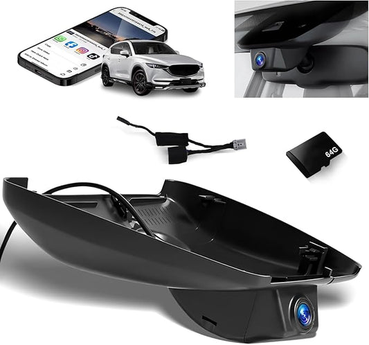 4K Dash Cam Dedicated for Mazda CX5 2019-2025 & CX9 2020-2024, Fit Mazda 2.5 S, OEM Style Hidden Car Recorder with 64GB Card, UHD 2160P, Sunroof Plug Power, UHD 2160P, Night Vision, WiFi, G-Sensor