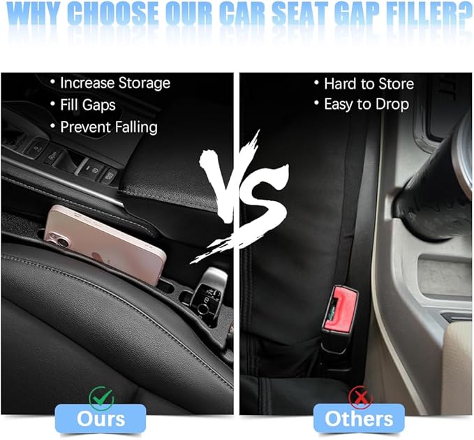 Pincuttee 2PC Car Seat Gap Fillers, Universal Fit for SUV, Truck - Fill Gap Between Seat and Console