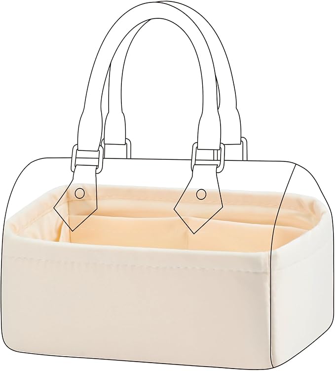 DGAZ Silk Purse Organizer Insert Fits LV Speedy 16/20/25/30/35/45 Bags，Silky Smooth Bag Organizer，Luxury Handbag & Tote Shaper（Craie，SP16）