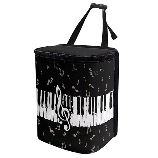Talayituse Music Note Print Car Trash Can Portable Auto Garbage Bin Multifunctional Vehicle Interior Accessories with Adjustable Straps Universal Fit Truck SUV Sedan