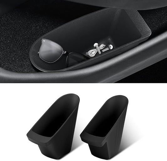 Front Door Organizer Trays Compatible with Tesla Model Y Juniper 2025 2026, Car Door Trash Cans 2Pack Trash Bins Waterproof Door Garbage Storage Box-Black