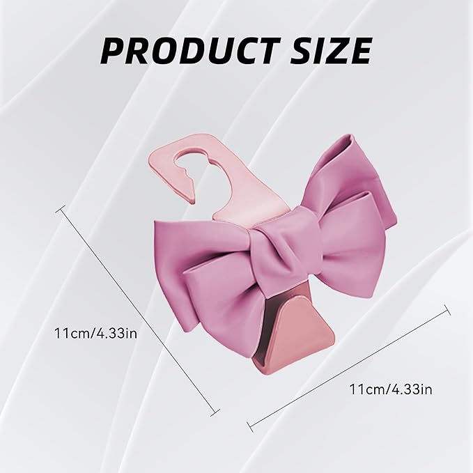 2 PCS Car Seat Headrest Hooks, Cute Bow Shaped Vehicle Backseat Storage Hooks, Leather Bow Shaped Sturdy Car Seat Back Hook for Purses/Coats (Pink)