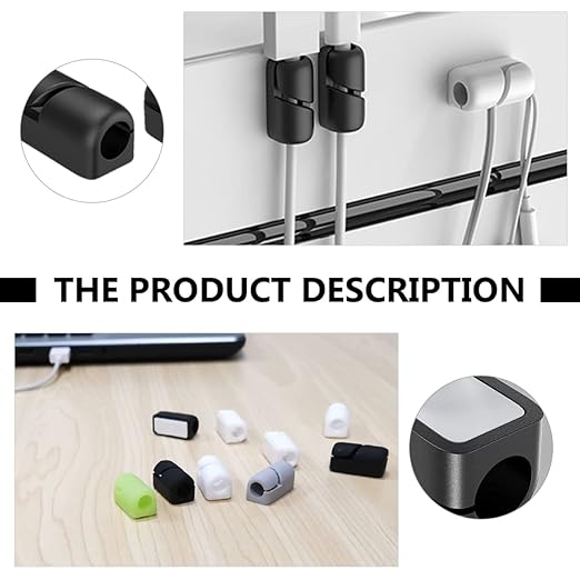 OSALADI Cable Fixing Clip - 20 Pcs Silicone Cable Management Clips for USB Power and Mouse Cables 7Mm Diameter Self-Adhesive Organizers for Home and Office