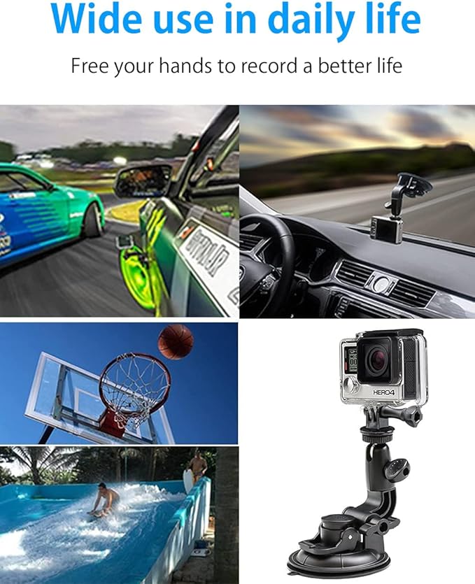 Heavy Duty Suction Car Tablet Mount for Windshield, Truck Tablet Holder Dashboard Window with 1/4" Screw Adapter for iPad Pro Air Mini, Galaxy Tabs, Phones, 4-12.9" & Gopro/Camera