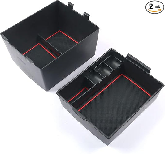 CDEFG for 2022-2026 Maverick Center Console Organizer Tray 2022 2023 2024 2025 2026 Ford Maverick Armrest Trays Storage Box Coin Container 2022-2026 Maverick Truck Accessories, 2-Pack(Red Trim)
